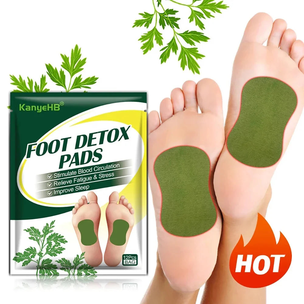 60/12PCS Detox Foot Patches Pads Natural Herbal Wormwood Artemisia Argyi Feet Body Toxins Cleansing Relieve Stress Help Sleeping