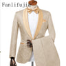 Fanlifujia Mens Wedding Suits 2023 Italian Design Custom Made Champagne Smoking Tuxedo Jacket 2 Piece Groom Terno Suits For Men