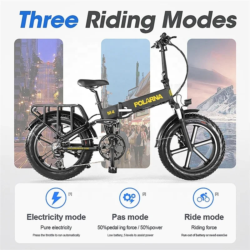 hydraulic brake 750W hot sale M4 Folding Aluminum alloy Electric bike Full suspension Mountain fat tire Electric bicycle ebike