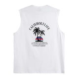 Print Vest Men Summer Casual Beach Tank Top Korea Fashion Sleeveless Shirts Male Loose Undershirt 100% Cotton Tees Hip Hop Tops