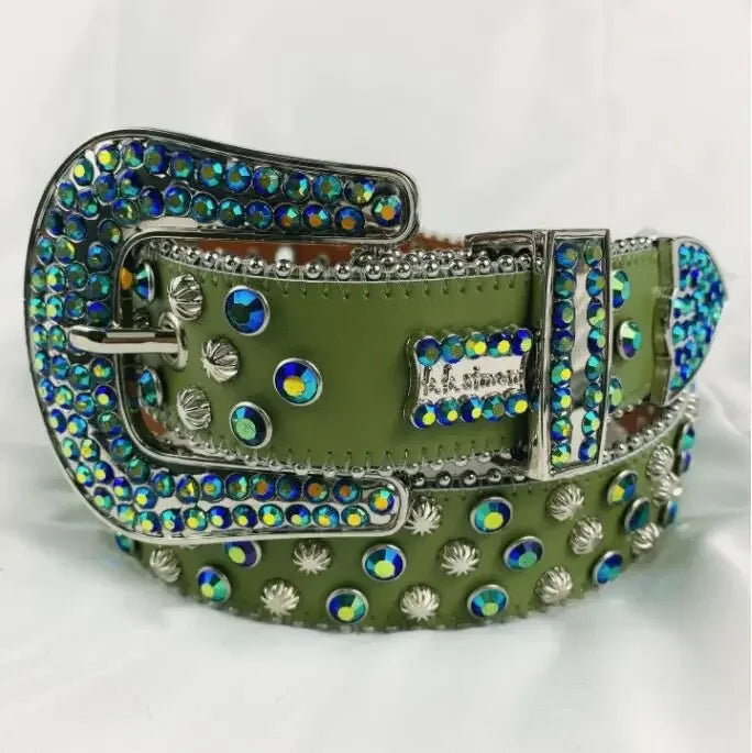 Rhinestone Belts for Women Luxury Diamond Strap Cowgirl Cowboy Bling Crystal Pin Buckle Studded Mens Belts