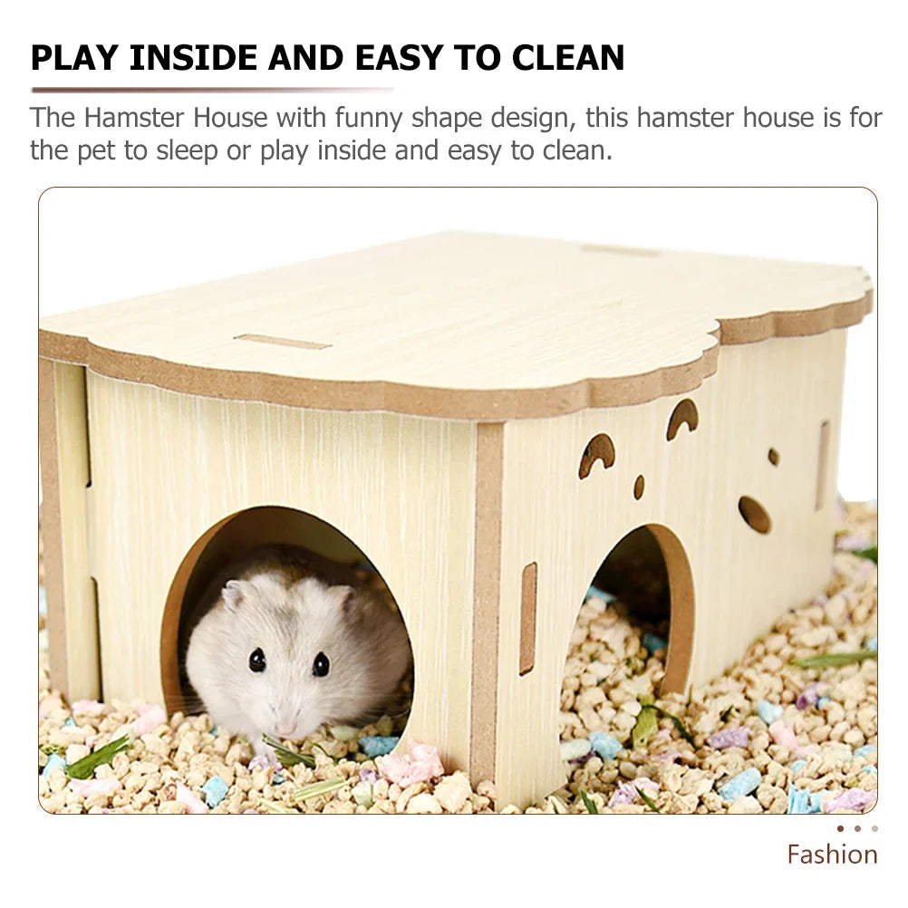 Hamster Wooden Nest Mouse Habitat House Pet Toys Hide Hideouts Bunny Rat Cage Decor Guinea Pig Cabin Summer