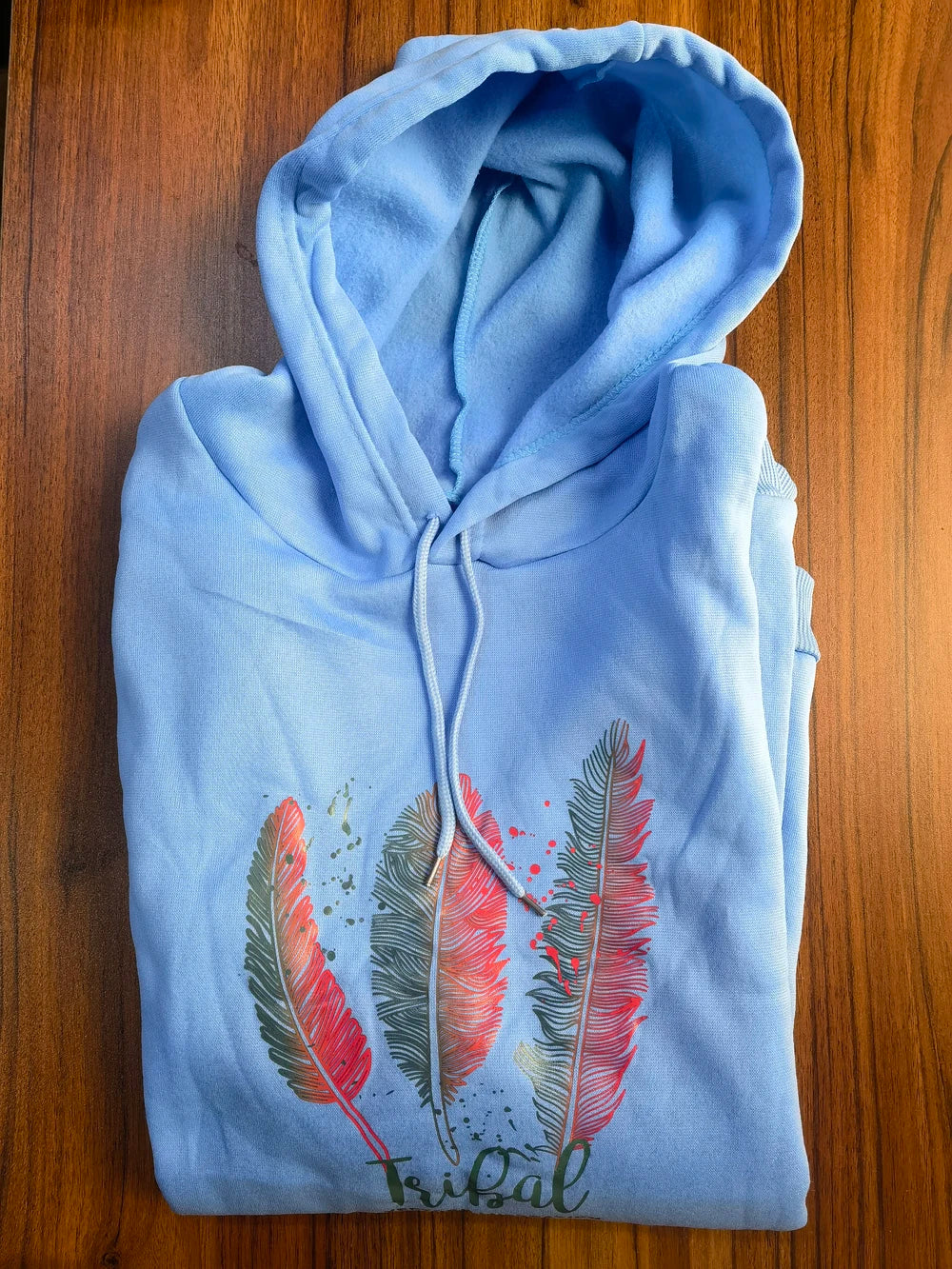 Plus Size Women Fashion Feather Printed Hoodies Autumn Winter Plus Velvet Casual Loose Sweatshirt