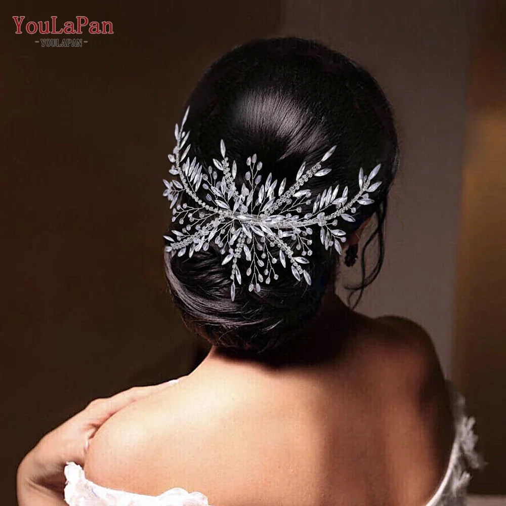 YouLaPan Bridal Hair Clip Wedding Headwear Women Clip Handmade Hair Accessories Bridal Headpiece Banquet Party Jewelry HP287