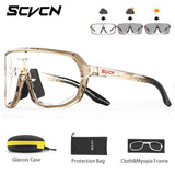 SCVCN Photochromic Men Cycling Sunglasses UV400 Sports Bicycle Women Running Hiking Glasses Road MTB Eyewear Goggles with Case