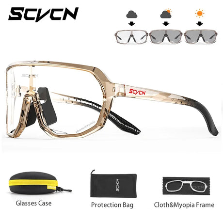 SCVCN Photochromic Men Cycling Sunglasses UV400 Sports Bicycle Women Running Hiking Glasses Road MTB Eyewear Goggles with Case