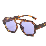 Fashion Pilot Oversized Sunglasses For Women New Double Bridges Sun Glasses Female Retro Square Leopard Purple Eyewear Trendy