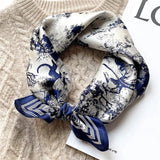 100% Natural Silk Scarf Women Design Print Foulard Neck Hairband Female Small Square Scarves Spring Kerchief Tie 2022 New