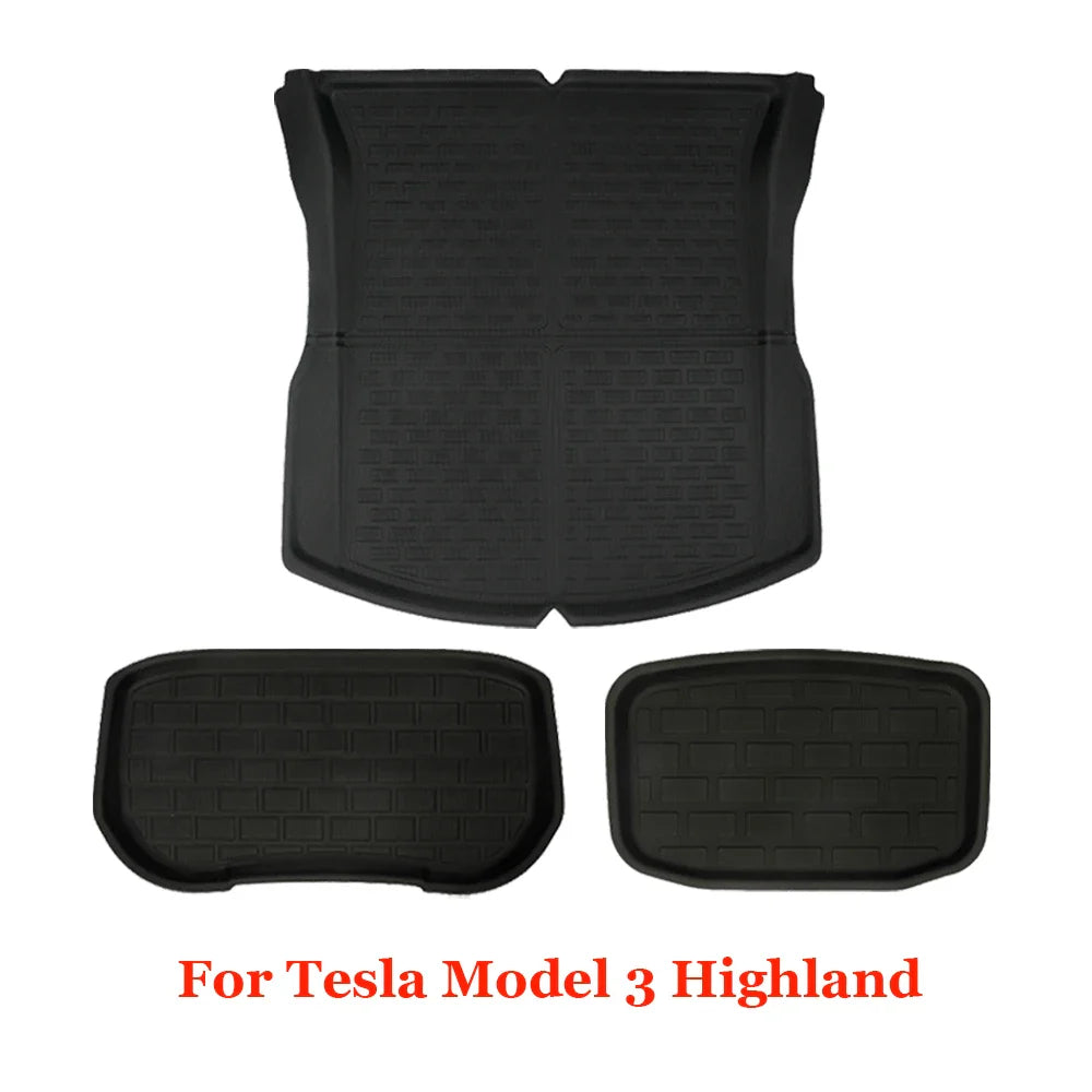 For New Tesla Model 3 Highland 2023 2024 All Weather XPE Floor Mats Trunk Mat Waterproof Front Rear Trunk Liner Accessories