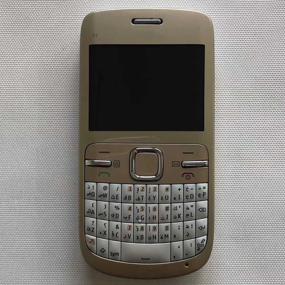 Original GSM Unlocked C3 C3-00 Mobile Cell Phone 2.4" 2MP Qwerty Hebrew Arablic Russian CellPhone. Made in Finland on 2010 Year