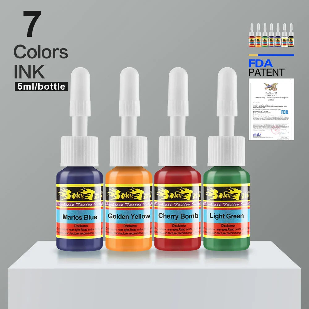 STIGMA 7 Colors 5ML/Bottle Professional Tattoo Pigment Ink Body Paint Pigment Semi-permanent Makeup Tattoo Ink Supplies