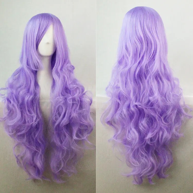 Lady 80cm Long Curly Wigs Fashion Cosplay Costume Hair Anime Full Wavy Party Wig