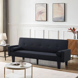 Futon Sofa Beds, 71" Upholstered Convertible Sofa Couch, Recliner Modern Tufted Back Futon with 2 Pillows Removable Square