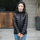 New Women's Winter Coat Light Down Jacket White Duck Down Jacket Long Sleeve Warm Coat Parka Female Solid Portable Outerwear