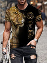 2024 Men's Summer New 3D Printing Fierce Lion Breathable Round Neck Short Sleeve T-shirt Plus Size Men's Top