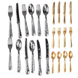 12PCS Dollhouse Furniture Gold Silver 1:12 Scale Simulation Mini Cutlery Accessory Fork Knife Spoon Miniatures Home Decor