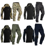 Paintball Work Clothing Military Uniform Multi Pockets Tactical Combat Camouflage Shirts Cargo Knee Pads Pants Suit