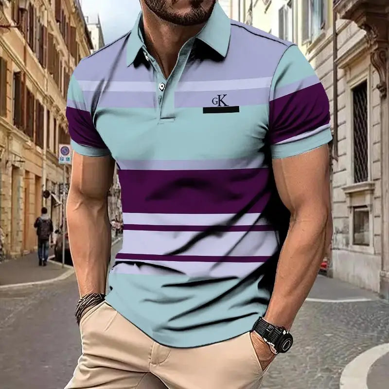 Striped Polo Shirt Men Polo Shirt Short Sleeve Top Casual Business Polo Shirt Men's Summer Clothing Quick Dry Fashion Polo Shirt