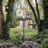 Garden Welcome Stake Garden Iron Stakes With Windmill Bicycle Design Outdoor Spinning Wheel Sunflower Wind Spinner Outdoor decor