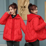 Hooded Parka Fake Two-Piece Down Cotton Clothes Women Short Corrugated Burr Thick Warm Cotton-Padded Jacket OutCoat Lady Outwear