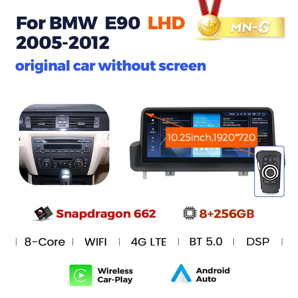 NaviFly 2024 New KSW For BMW 3 Series E90 E91 E92 2005 - 2012 Car Intelligent System Android 13 Snapdragon 680 8GB 256GB Carplay