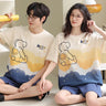 Summer 3XL Short Pajama Sets Couples Short Pants Cartoon Bear Sleepwear Women's Pajamas Lounge Men Home Pijama Mujer Hombre