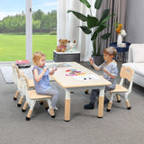 Kids Study Table and 4 Chair Set Height Adjustable Toddler Craft and Play Table for Graffiti Desktop Plastic Children Art