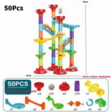 50/197Pcs Children Diy Game Marble Run Race Track Building Blocks Toys 3D Maze Ball Rolling Marbles Running Track Coaster Gift