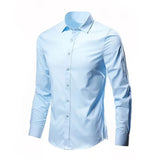 Men's Elastic Spring And Autumn New long Sleeve Shirt Anti-wrinkle Free ironing Business Comfort Fashion Breathable Slim