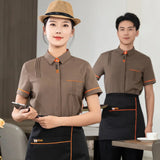 Milk Tea Shop Work Clothes Summer Catering Restaurant Waiter Uniform Woman Baker Waiter Shirt Hotel Food Serice Waitress Uniform