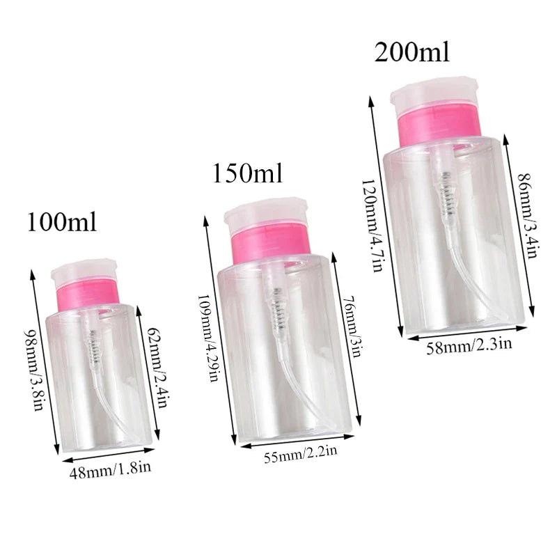 1pcs Press Pumping Bottle Refillable Dispenser Bottles Multi-use Empty Bottle Accessories For Cleansing Oil Nail Polish Remover