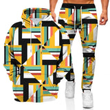 Men's Tracksuits Fashionable Hoodie Sports Suit 3D Geometric Graphic Printed Casual Loose Long Sleeve Pants Set 2 Pieces