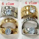 12 Sets (24piece) Color Mix Classic Wedding CZ Band Ring Couples Stainless Steel Zircon Ring Luxury Comfort-fit Jewelry