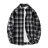 Men Shirt Plaid Flannel Spring Autumn Long Sleeve Blue Loose Mens Casual Shirt Oversized Business Male Soft Dress Shirt