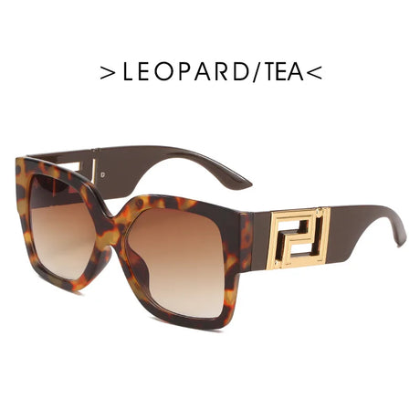 New Oversized Luxury Leopard Print Sunglasses New Vintage Trendy Glasses Black Square Sun Glasses Brand UV400 Eyewear