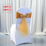 Spandex Lycra Chair Band Back Satin Bow Swag Chair Sash For Wedding Chair Cover Event Party Decoration