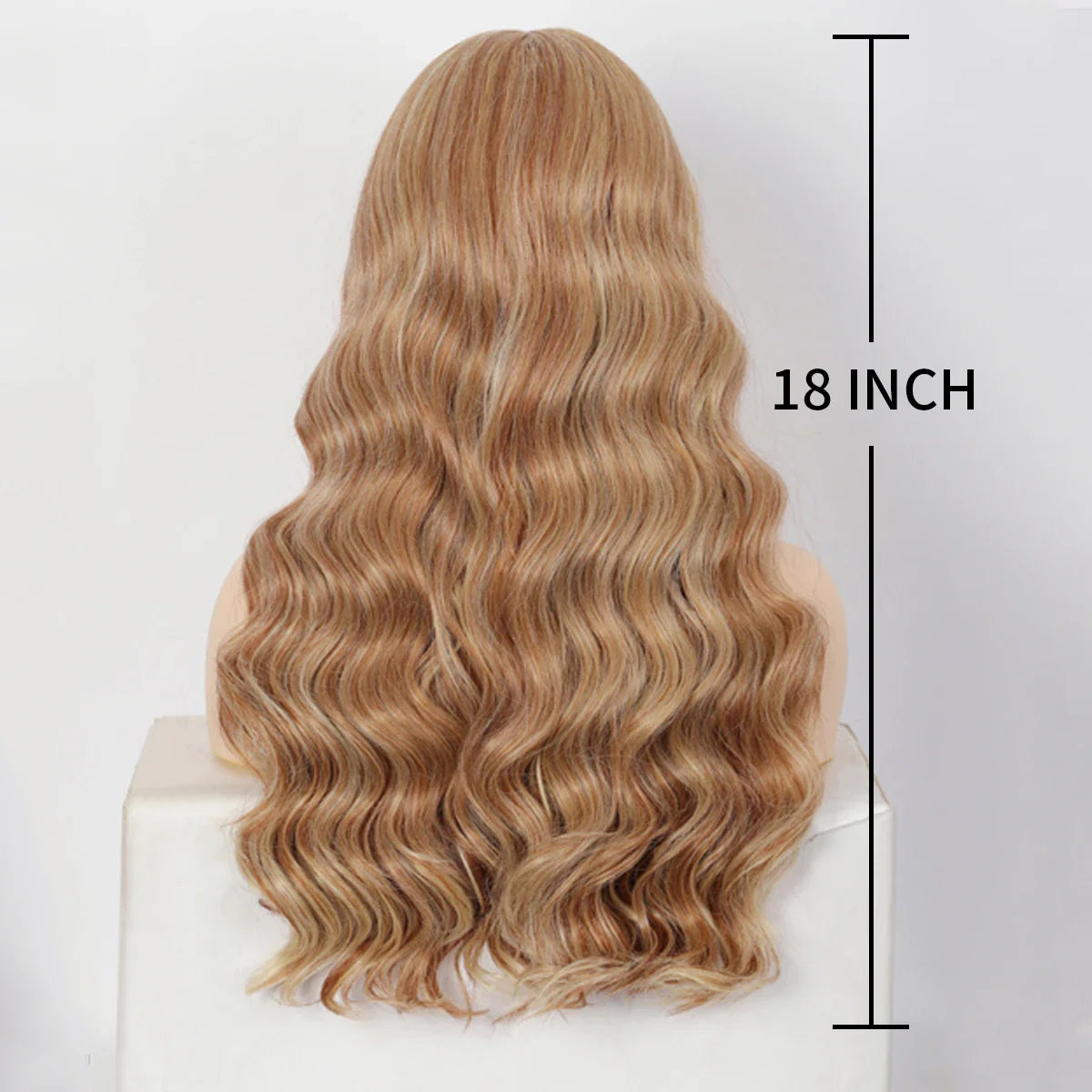 Kalyss Synthetic 18 Inches Ombre Blonde Curly Wavy Wigs Middle Part Body Wave Wig Full Machine Made Wig for Black White Women