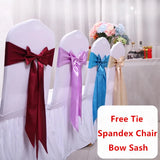 10pcs/50pcs Satin Spandex Chair Bow Band Ribbon Chair Tie Party Banquet Event Wedding Decoration Knot Stretch Chair Bow Sashes