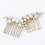 Silver Color Flower Hair Comb Clip Girls Handmade Alloy Pearl Hairpin Bridal Tiaras Wedding Hair Accessory Crystal Hair Jewelry