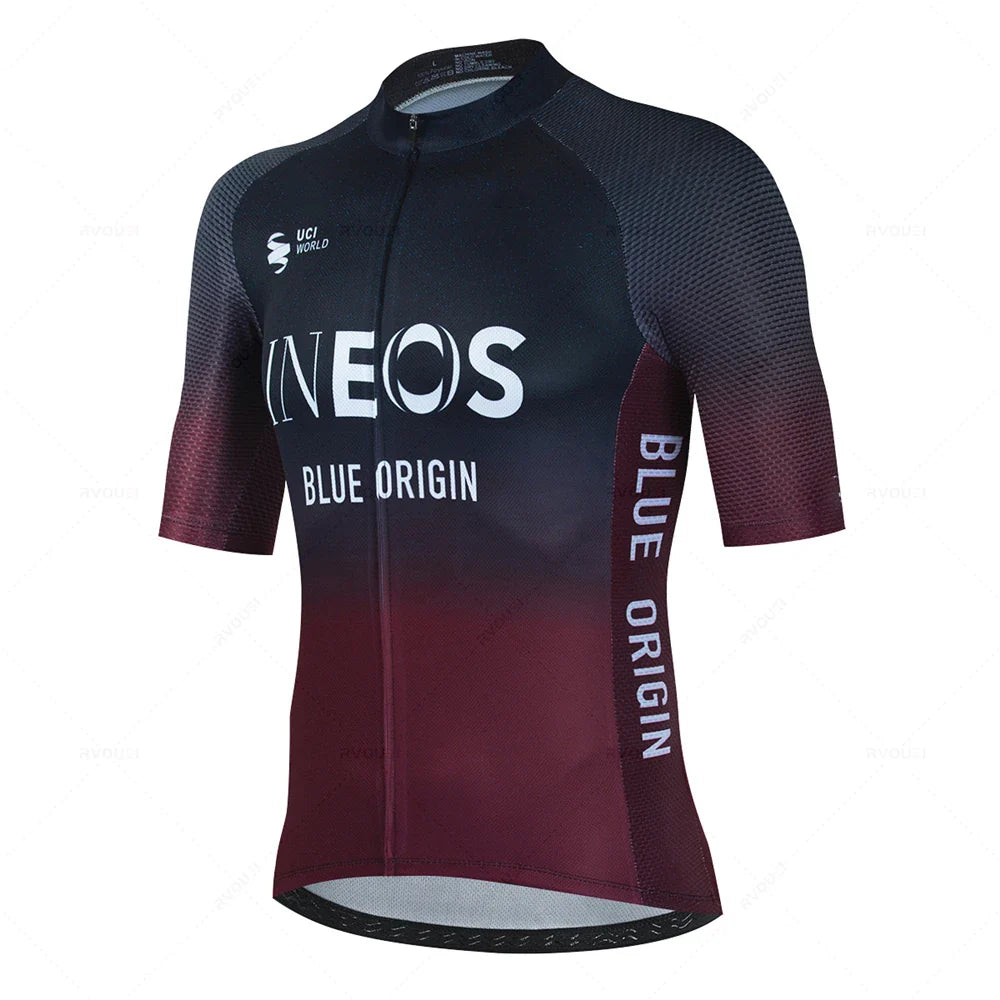 Ineos 2023 Men Short Sleeve Cycling Jersey Set Summer Bicicleta Clothing MTB Maillot Ropa Ciclismo Sportswear Blue Bicycle Suit