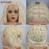 613 Blonde Bohemian Box Braids Wigs Full Lace Front Wigs Knotless Braided With Curly Synthetic Hair Wig Goddess Locs Braided Wig