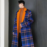 IEFB Casual Loose Men's Woolen Coat Plaid Lapel Contrast Color Male Outerwear 2023 New Fashion Tide Loose Men Clothing 9C3586