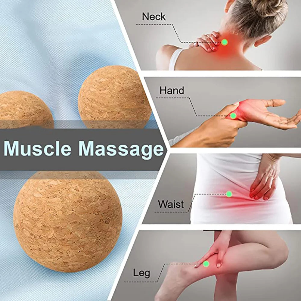 Natural Cork Massage Ball Fascia Peanut Ball Yoga Block Roller Shoulder Cervical Spine Fascia Ball Set Yoga New Exercise Fitness