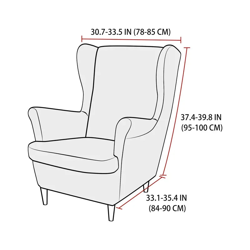 Polar Fleece Wing Chair Cover High Back Stretch Sofa Covers Armchair Covers Non Slip Sofa Slipcovers with Seat Cushion Cover