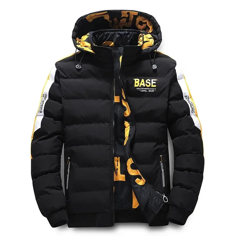 Men Autumn Winter Hooded Jacket Warm Comfortable Padded Thickened Down Jacket 2023 New Double-Sided Clothes Removable Cap M-5XL