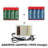 New AA rechargeable battery 9800mah/8800mah 1.5V New Alkaline Rechargeable batery for led light toy mp3 with charger