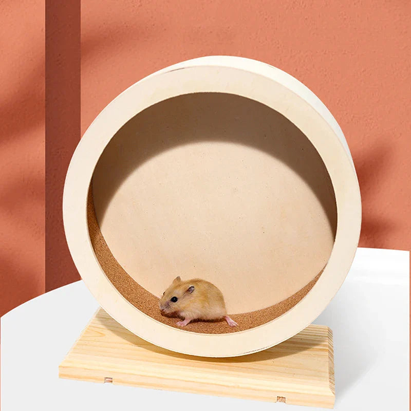 Wooden Running Wheel Training Silent Pet Supplies Gerbil Mice Rotatory Pig Cage Accessory Mute Roller Toy Hamster Wheel Exercise