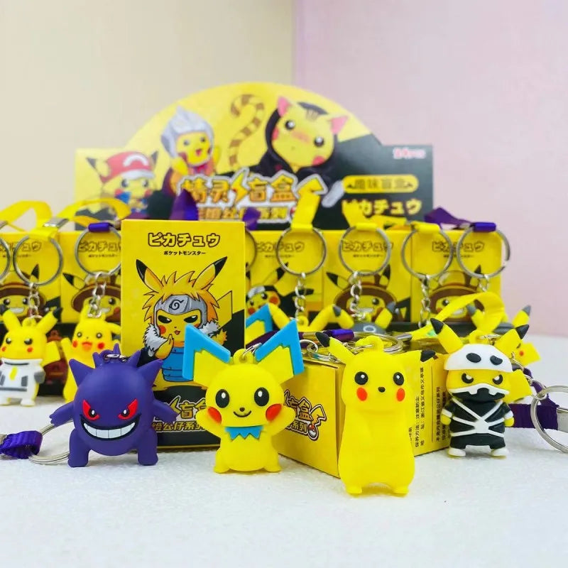 24 pieces/set Pokemon New Anime Kawaii Pikaqiu Keychain Blind Box Doll Toy Cute Children's Creative Birthday Gift Pendant