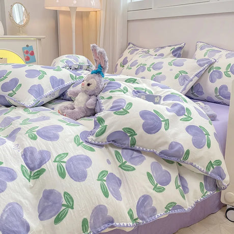 Soft Cotton Crib Bedding Set For Girl Bed For Kid Baby Nursery Decor 3PCS Baby Cartoon Bear Bedding Set For Newborns