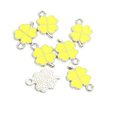 Dopamine Four-leaf Clover Enamel Charms 20pcs DIY Necklace Bracelet Earrings Keyring Amulet Pendants Creative Gift Accessories